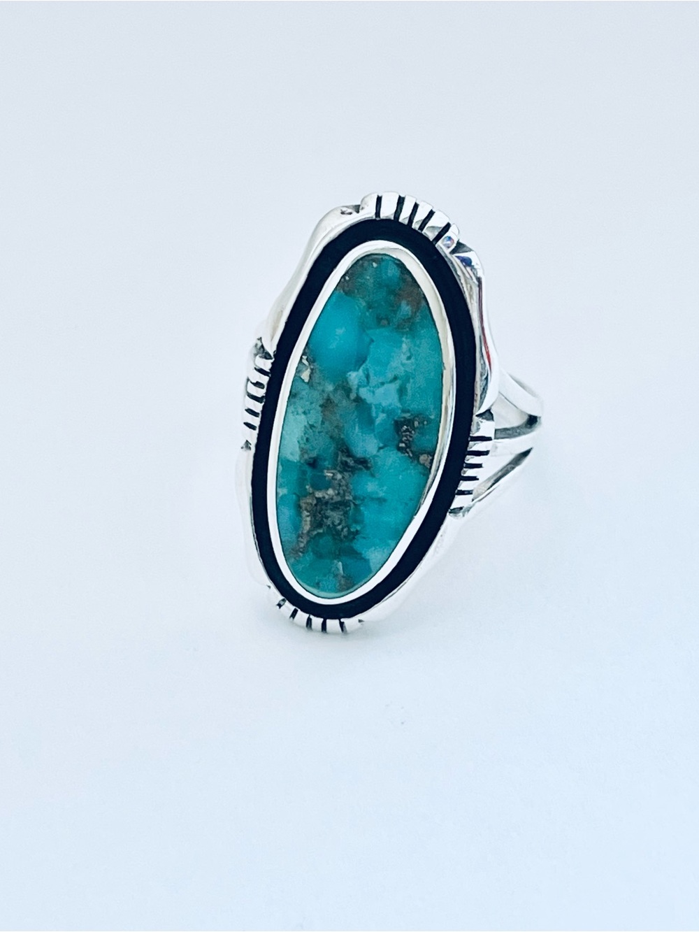 Sterling Silver Large Genuine Turquoise Ring, Unisex Western Statement Stone